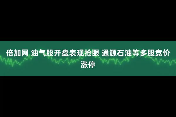 倍加网 油气股开盘表现抢眼 通源石油等多股竞价涨停