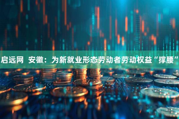 启远网  安徽：为新就业形态劳动者劳动权益“撑腰”